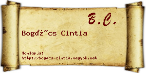 Bogács Cintia névjegykártya